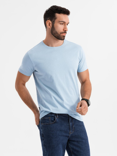 Ombre Clothing Pánské klasické bavlněné tričko BASIC - světle modré