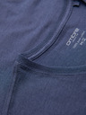 Ombre Clothing Pánské klasické bavlněné tričko BASIC s výstřihem do V - modrý melír