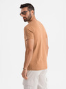 Ombre Clothing BASIC pánské klasické bavlněné tričko - hnědé