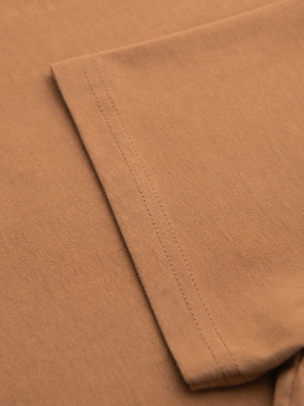 Ombre Clothing BASIC pánské klasické bavlněné tričko - hnědé