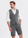 Ombre Clothing Elegantní pánský komplet vesta + šortky - grafitová