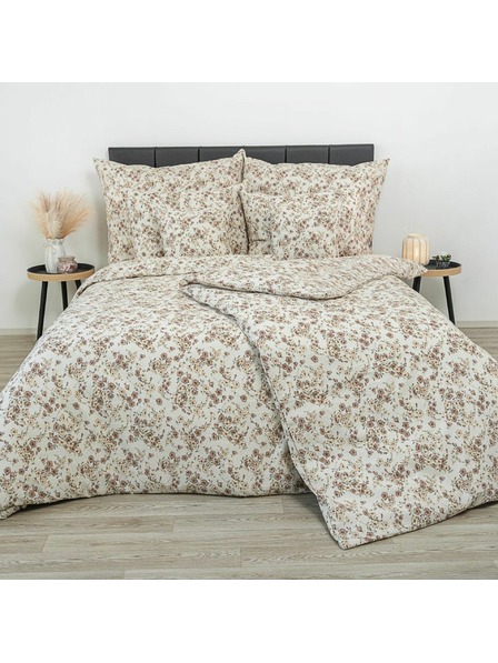 Kvalitex Prodloužené krepové povlečení 140x220, 70x90cm Kvítí béžové