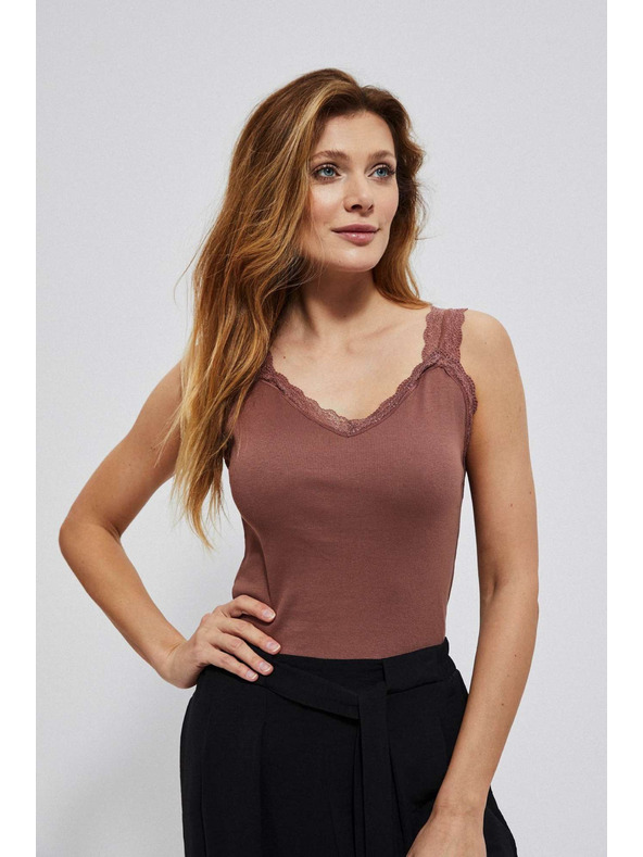 Moodo Bavlněný top s krajkou