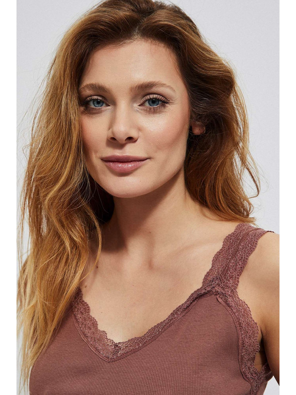 Moodo Bavlněný top s krajkou