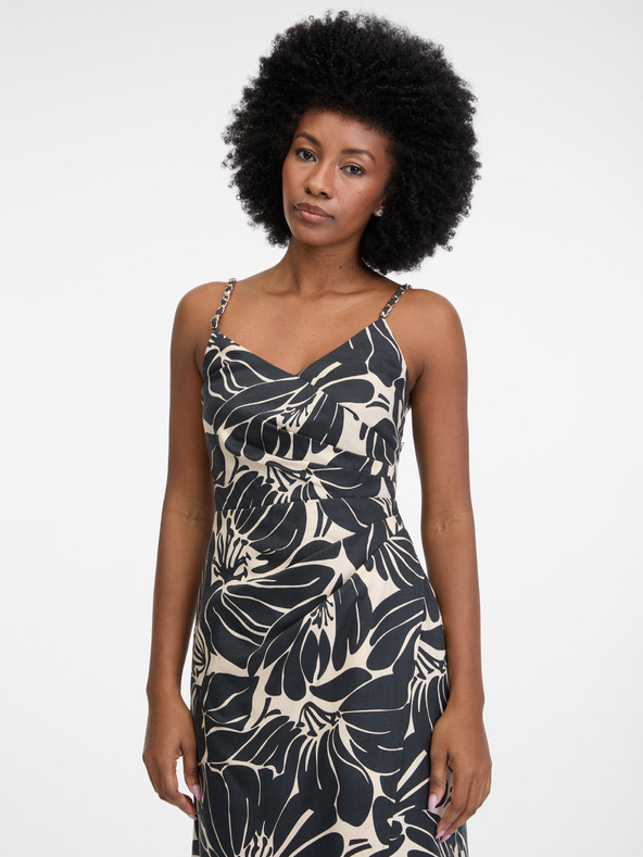 Orsay Černé dámské vzorované krátké šaty ORSAY