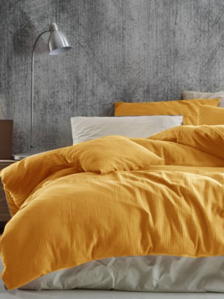 Kvalitex Mušelínové povlečení 140x200, 70x90cm žluté Kvalitex