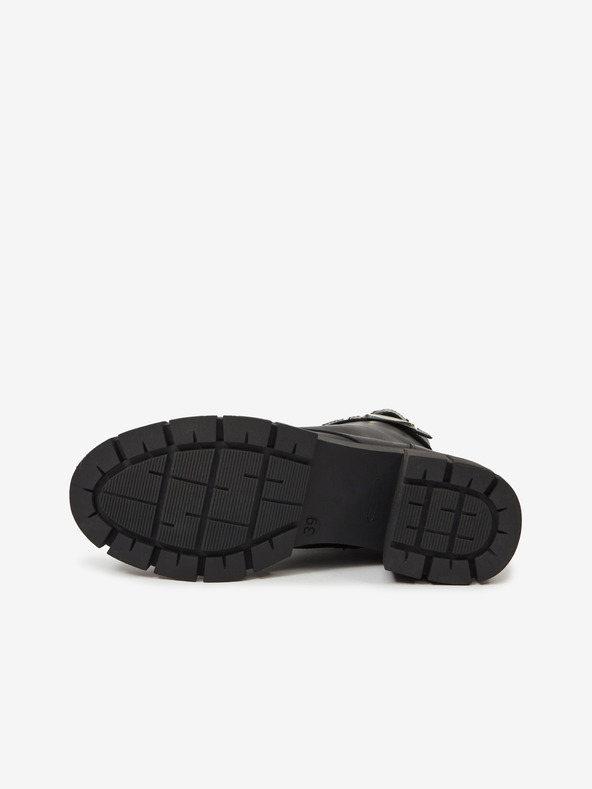 Ojju Černé dámské kožené kotníkové boty OJJU