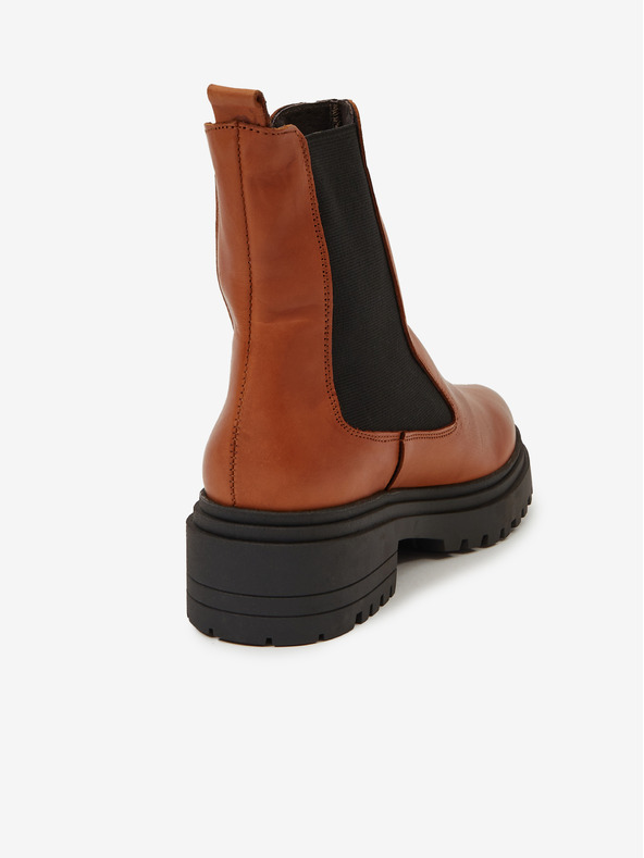 Ojju Hnědé dámské kožené kotníkové boty OJJU