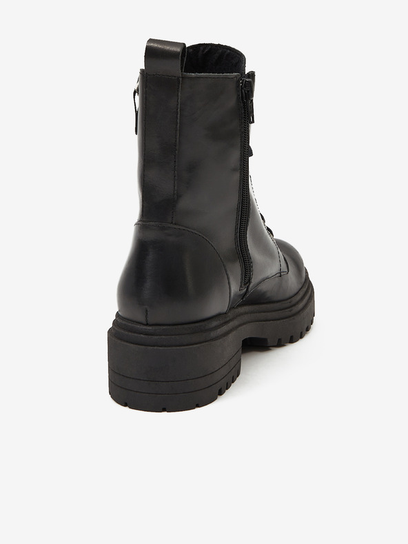 Ojju Černé dámské kožené kotníkové boty OJJU