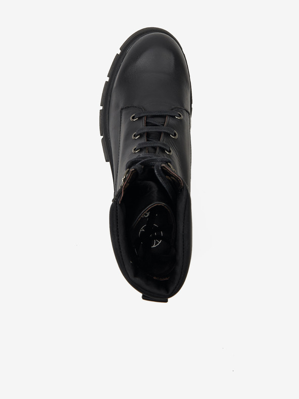 Ojju Černé dámské kožené kotníkové boty OJJU