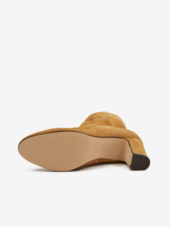 Ojju Hnědé kotníkové semišové boty na podpatku OJJU