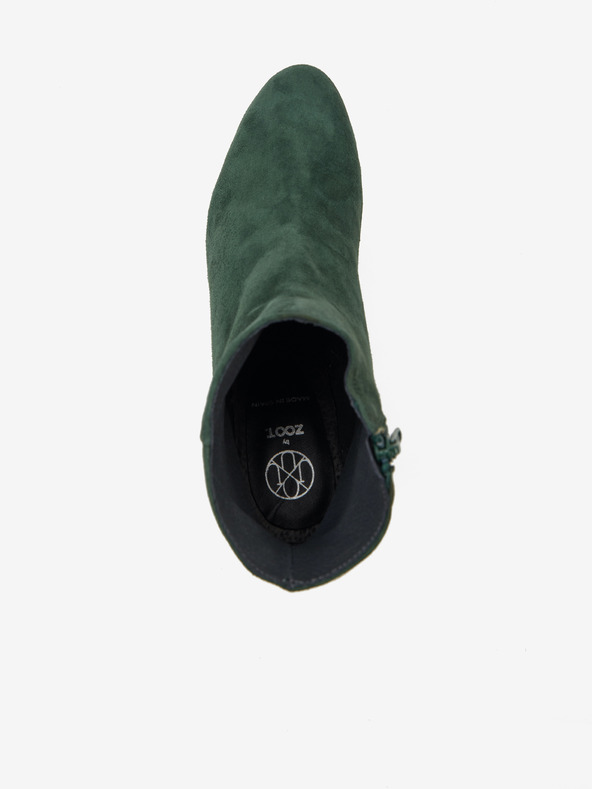 Ojju Tmavě zelené kotníkové semišové boty na podpatku OJJU