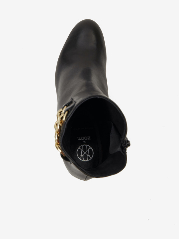 Ojju Černé dámské kotníkové kožené boty na podpatku OJJU