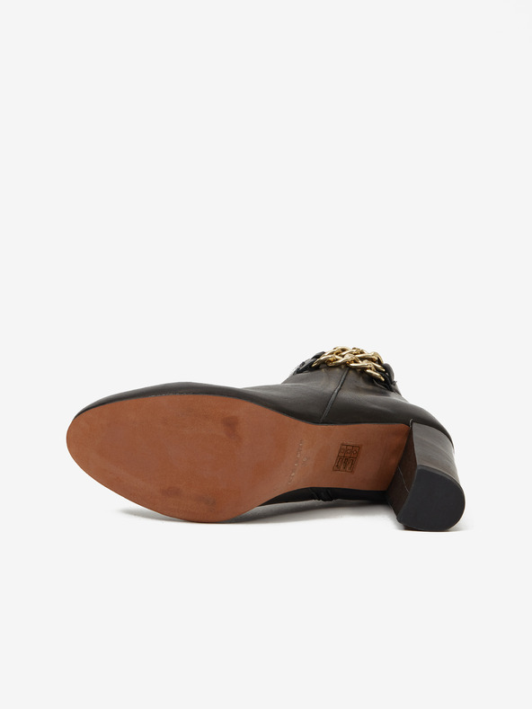 Ojju Černé dámské kotníkové kožené boty na podpatku OJJU