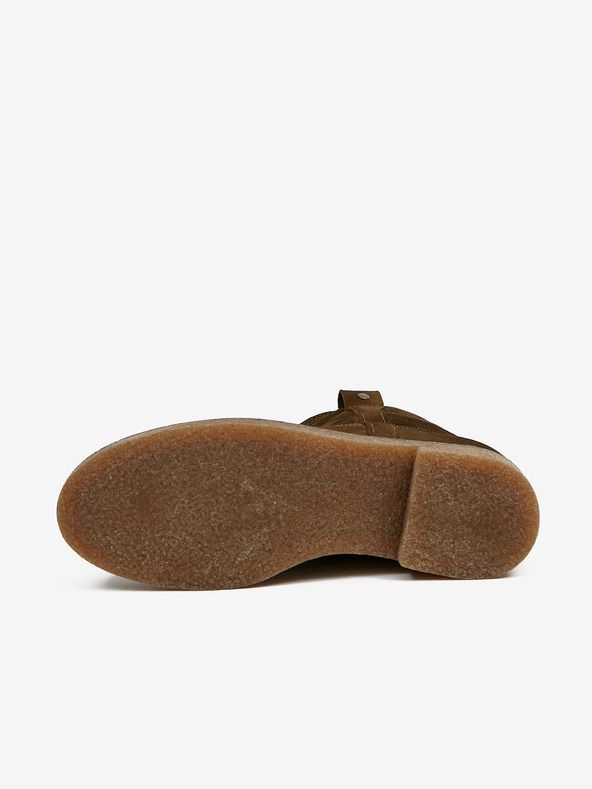 Ojju Khaki dámské zateplené semišové kotníkové boty OJJU