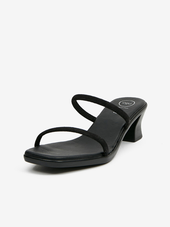 Ojju Černé dámské kožené pantofle na podpatku OJJU