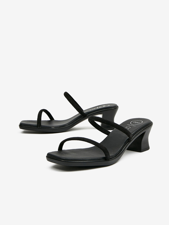 Ojju Černé dámské kožené pantofle na podpatku OJJU