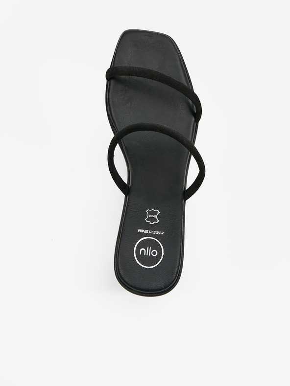 Ojju Černé dámské kožené pantofle na podpatku OJJU