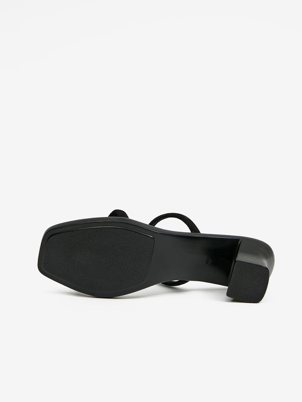 Ojju Černé dámské kožené pantofle na podpatku OJJU