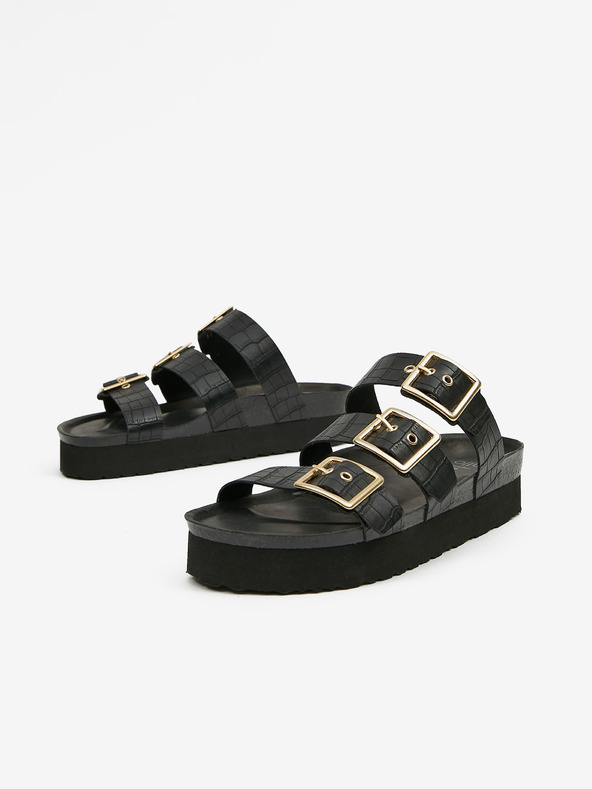 Ojju Černé pantofle na platformě OJJU