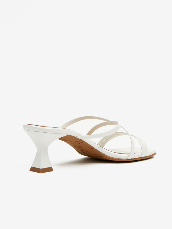 Ojju Bílé dámské pantofle na podpatku OJJU