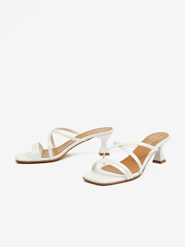 Ojju Bílé dámské pantofle na podpatku OJJU