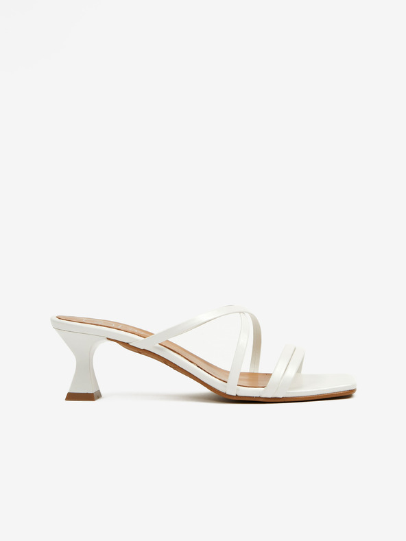 Ojju Bílé dámské pantofle na podpatku OJJU