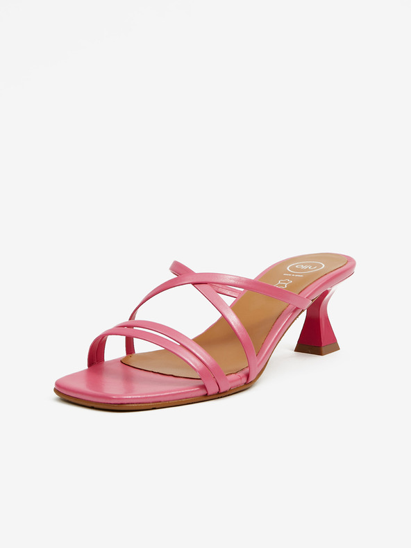 Ojju Růžové dámské pantofle na podpatku OJJU