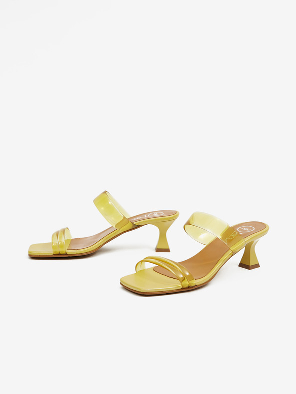 Ojju Žluté dámské pantofle na podpatku OJJU