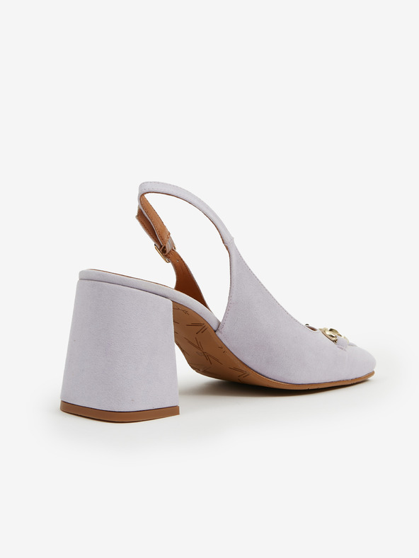 Ojju Světle fialové dámské sandály v semišové úpravě na podpatku OJJU