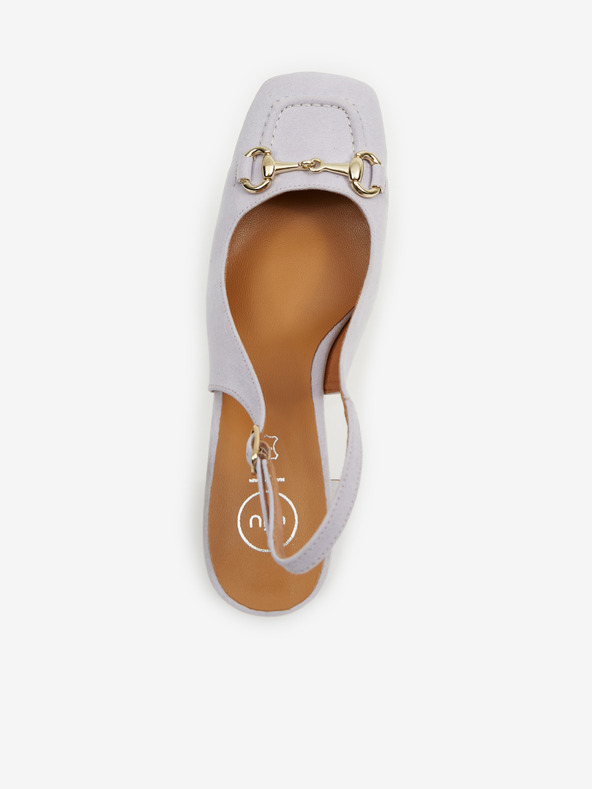 Ojju Světle fialové dámské sandály v semišové úpravě na podpatku OJJU