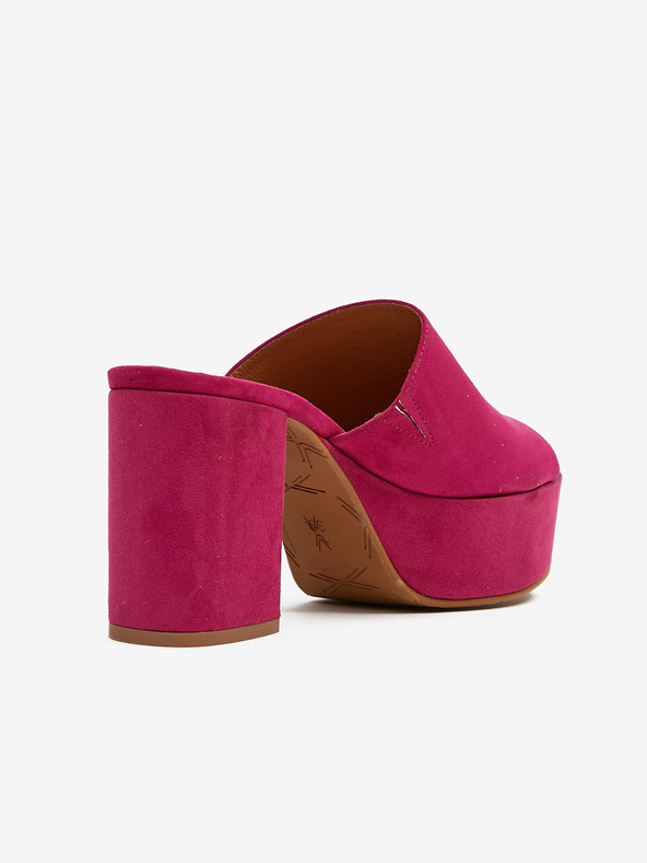 Ojju Tmavě růžové dámské pantofle v semišové úpravě na podpatku OJJU