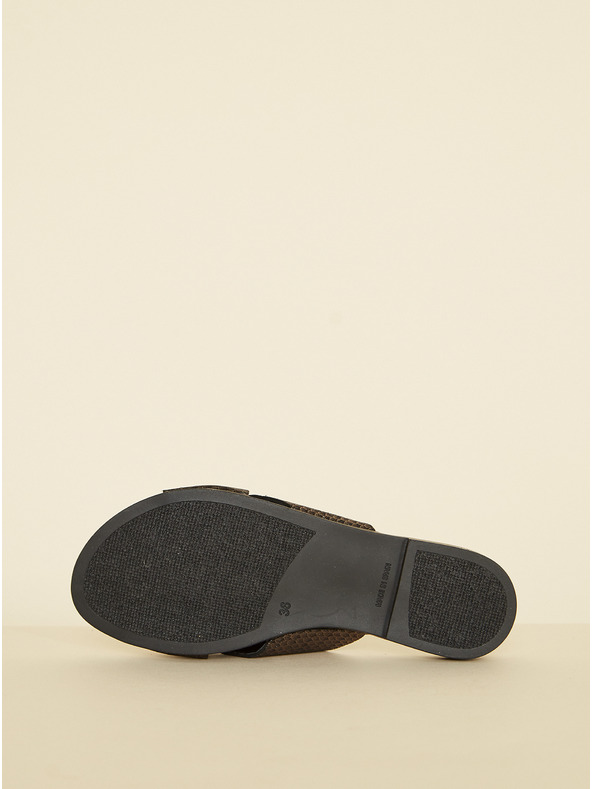 Ojju Černé kožené pantofle OJJU