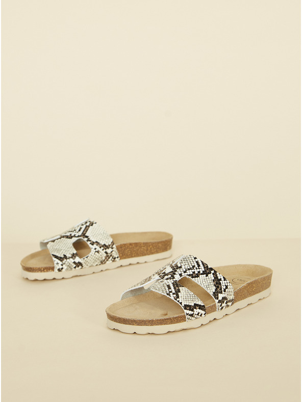 Ojju Béžové dámské pantofle s hadím vzorem OJJU