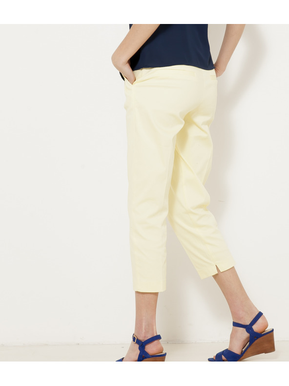 CAMAIEU Světle žluté zkrácené kalhoty