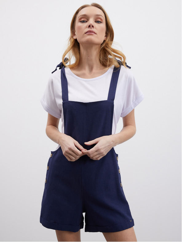 ZOOT.lab Tmavě modré dámské lněné kraťasy s laclem ZOOT.lab Paulina