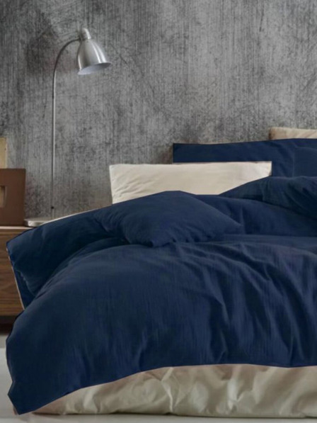 Kvalitex Francouzské mušelínové povlečení 200x200, 70x90cm tmavě modré Kvalitex