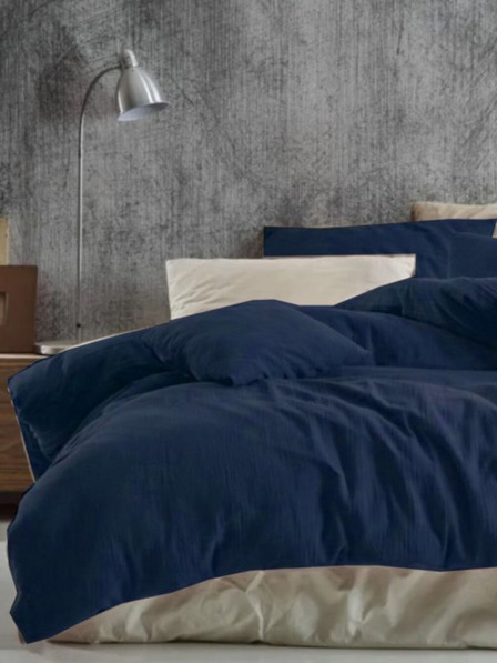 Kvalitex Mušelínové povlečení 140x200, 70x90cm tmavě modré Kvalitex