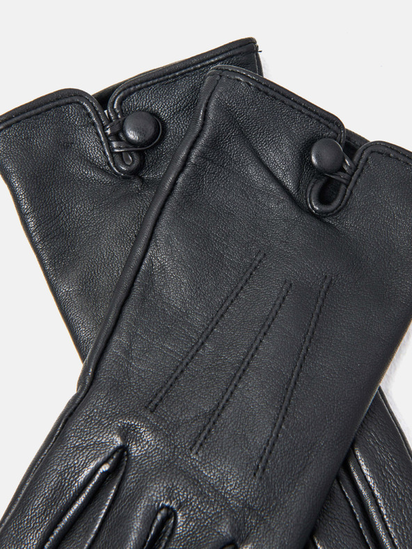 CAMAIEU Černé koženkové rukavice CAMAIEU