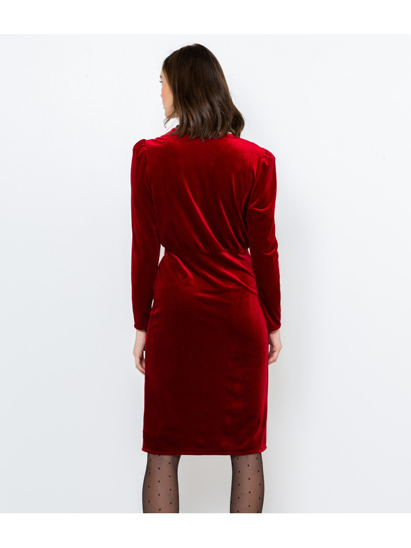 CAMAIEU Červené sametové šaty CAMAIEU