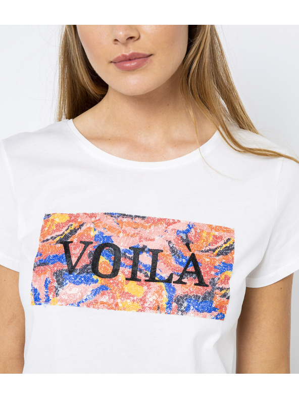 CAMAIEU Bílé tričko s potiskem