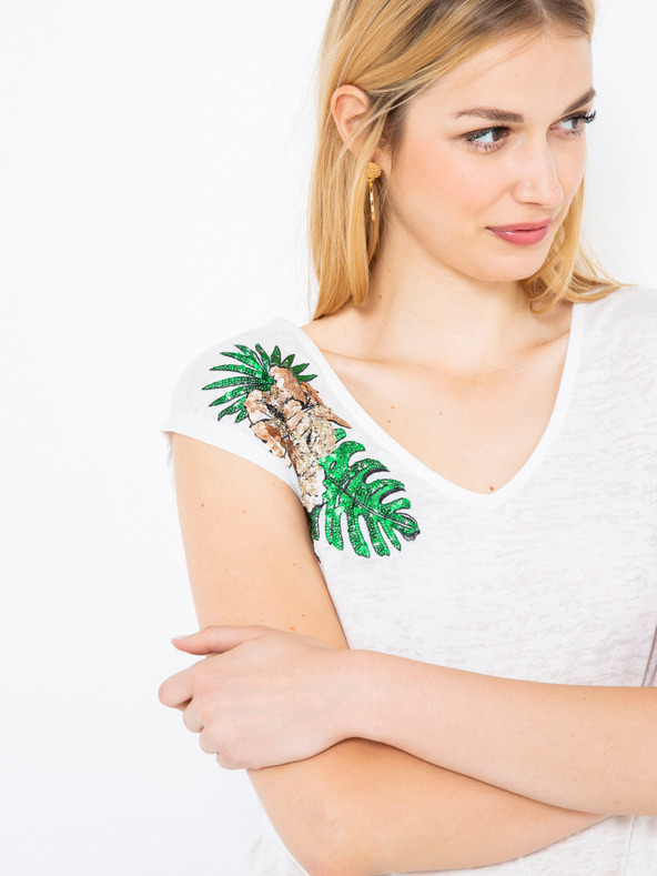 CAMAIEU Bílé dámské tričko CAMAIEU