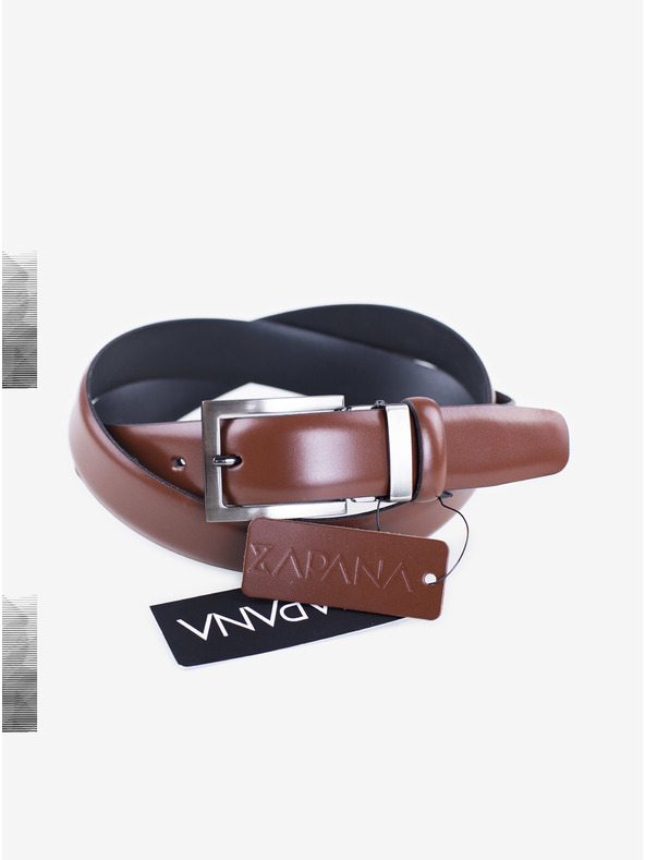 Zapana Hnědý pánský kožený opasek Zapana Satyr