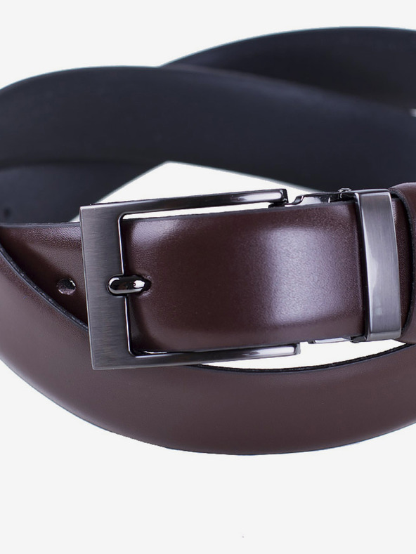 Zapana Tmavě hnědý pánský kožený pásek Zapana Satyr