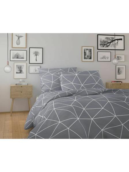 Kvalitex Francouzské bavlněné povlečení NORDIC COLLECTION 200x200, 70x90cm GRID šedé