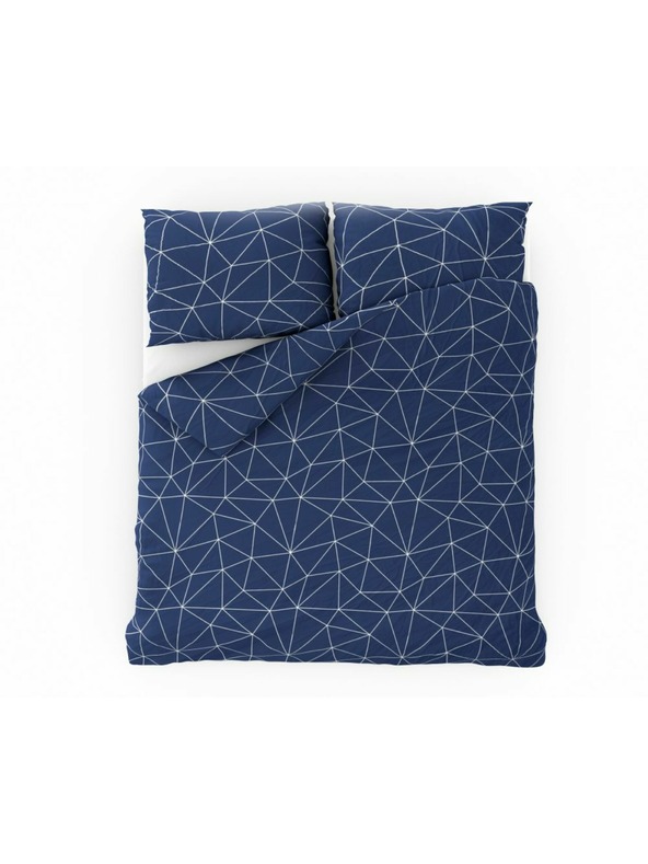 Kvalitex Francouzské bavlněné povlečení NORDIC COLLECTION 220x200, 70x90cm GRID modré