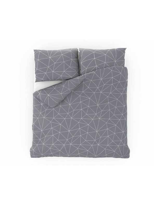 Kvalitex Francouzské prodloužené bavlněné povlečení NORDIC COLLECTION 240x220, 70x90cm GRID šedé