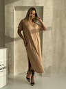 Edoti Oversize maxi šaty - camel barva