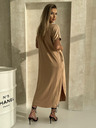 Edoti Oversize maxi šaty - camel barva