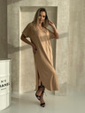 Edoti Oversize maxi šaty - camel barva